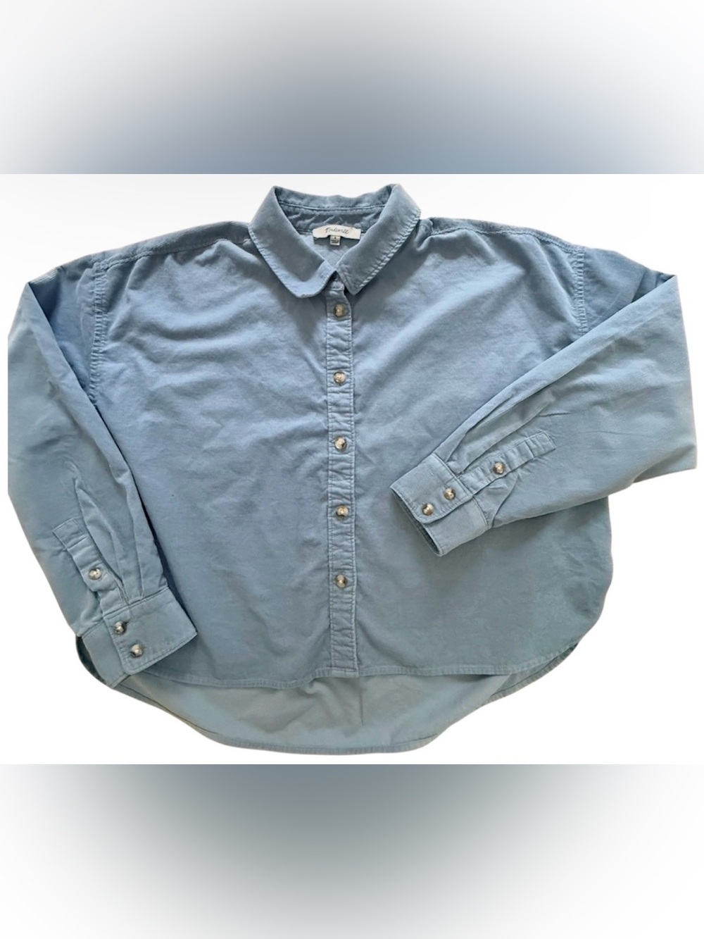 Madewell Women’s S Blue Corduroy Button-Up Shirt Oversized Long Sleeve Cotton